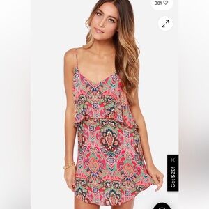 Cotton Candy Size Small Paisley Print Dress in Pink, Blue, Orange & Green